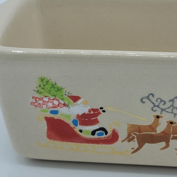 Nantucket Christmas Ceramic Mini Loaf Pans Vintage Ornaments & Santa Set of 2 - Picture 11 of 15